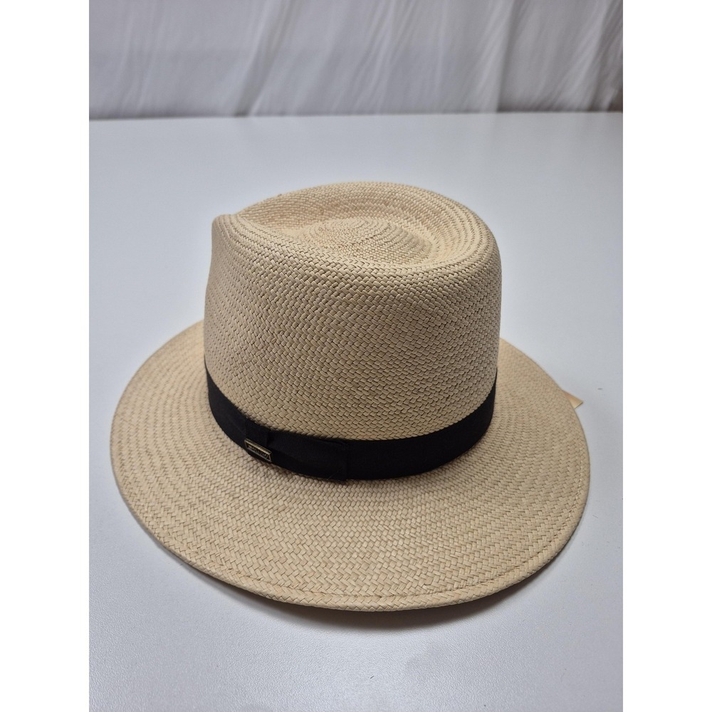 Bailey Hat Panama Mens M Beige Straw Wide Brim California Mesh USA Summer